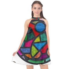 Stained Glass Color Texture Sacra Halter Neckline Chiffon Dress  by BangZart