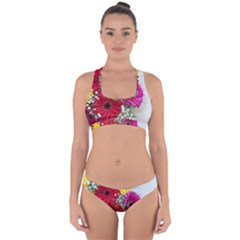 Flowers Gerbera Floral Spring Cross Back Hipster Bikini Set