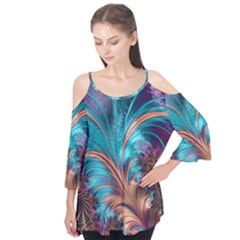 Feather Fractal Artistic Design Flutter Tees