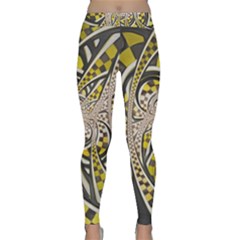 Liquid Taxi Cab, A Yellow Checkered Retro Fractal Classic Yoga Leggings by jayaprime