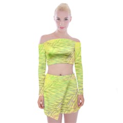 Paint On A Yellow Background                           Off Shoulder Top With Skirt Set