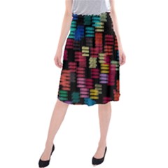 Colorful Horizontal Paint Strokes                     Midi Beach Skirt by LalyLauraFLM