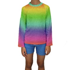 Metallic Rainbow Glitter Texture Kids  Long Sleeve Swimwear by paulaoliveiradesign