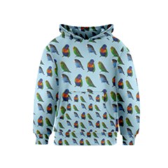 Blue Birds Parrot Pattern Kids  Pullover Hoodie by paulaoliveiradesign