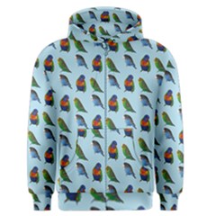 Blue Birds Parrot Pattern Men s Zipper Hoodie by paulaoliveiradesign