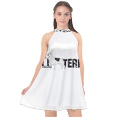 Bull Terrier  Halter Neckline Chiffon Dress  by Valentinaart