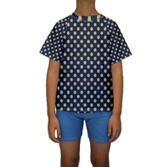 Navy/gold Polka Dots Kids  Short Sleeve Swimwear by Colorfulart23