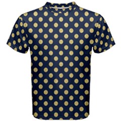 Navy/gold Polka Dots Men s Cotton Tee by Colorfulart23