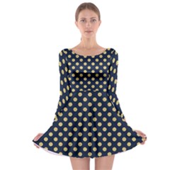 Navy/gold Polka Dots Long Sleeve Skater Dress by Colorfulart23