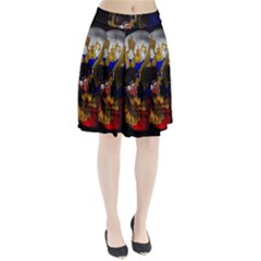 Russian Flag Skull Pleated Skirt by Valentinaart