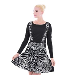 Tattoo Tribal Owl Suspender Skater Skirt