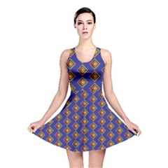 Blue Geometric Losangle Pattern Reversible Skater Dress by paulaoliveiradesign