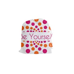 Be Yourself Pink Orange Dots Circular Drawstring Pouches (small)  by BangZart