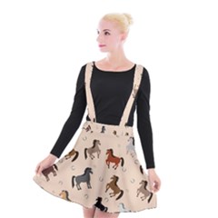 Horses For Courses Pattern Suspender Skater Skirt by BangZart