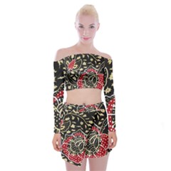 Art Batik Pattern Off Shoulder Top With Skirt Set