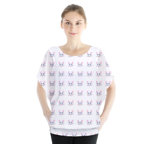 Pink Cute Cat Pattern Blouse by paulaoliveiradesign