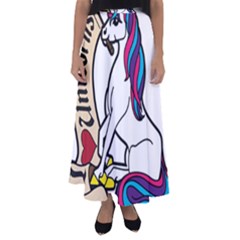 I Love Unicorn  Flared Maxi Skirt by ninabolenart