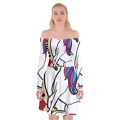 I Love Unicorn  Off Shoulder Skater Dress