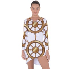 Boat Wheel Transparent Clip Art Asymmetric Cut-out Shift Dress