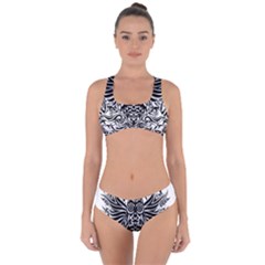 Tattoo Tribal Owl Criss Cross Bikini Set