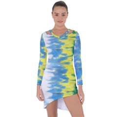 Brazil Colors Pattern Asymmetric Cut-out Shift Dress