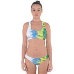 Brazil Colors Pattern Cross Back Hipster Bikini Set