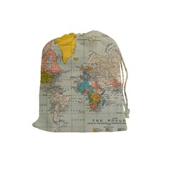 Vintage World Map Drawstring Pouches (large) 