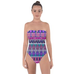 Tribal Seamless Aztec Pattern Tie Back One Piece Swimsuit