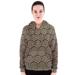 Texture Hexagon Pattern Women s Zipper Hoodie by BangZart