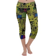 Technology Circuit Board Capri Yoga Leggings by BangZart