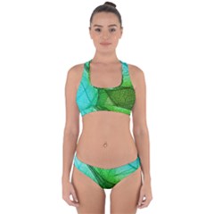 Sunlight Filtering Through Transparent Leaves Green Blue Cross Back Hipster Bikini Set by BangZart