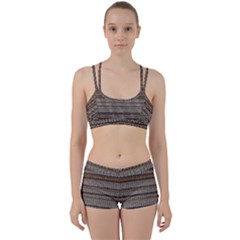 Stripy Knitted Wool Fabric Texture Women s Sports Set