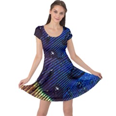 Peacock Feather Retina Mac Cap Sleeve Dresses by BangZart