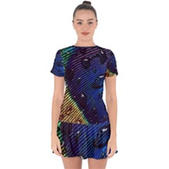 Peacock Feather Retina Mac Drop Hem Mini Chiffon Dress by BangZart