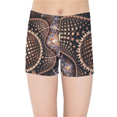 Brown Fractal Balls And Circles Kids Sports Shorts