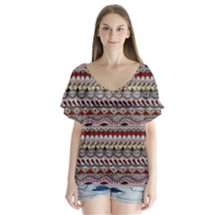 Aztec Pattern Art Flutter Sleeve Top by BangZart