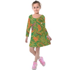 Art Batik The Traditional Fabric Kids  Long Sleeve Velvet Dress by BangZart