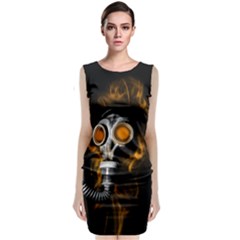 Gas Mask Sleeveless Velvet Midi Dress by Valentinaart