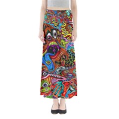 Art Color Dark Detail Monsters Psychedelic Full Length Maxi Skirt by BangZart