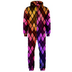 Abstract Small Block Pattern Hooded Jumpsuit (men)  by BangZart