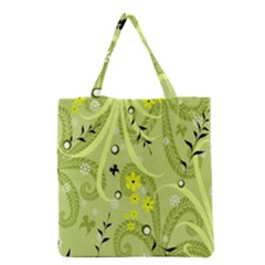 Flowers On A Green Background                            Grocery Tote Bag by LalyLauraFLM