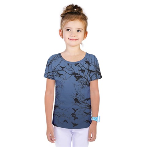 Crow Flock  Kids  One Piece Tee by Valentinaart