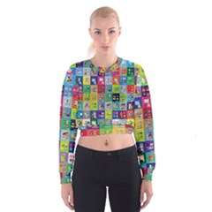 Exquisite Icons Collection Vector Cropped Sweatshirt by BangZart