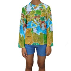 World Map Kids  Long Sleeve Swimwear by BangZart