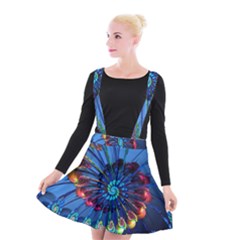 Top Peacock Feathers Suspender Skater Skirt