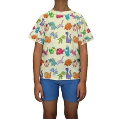 Group Of Funny Dinosaurs Graphic Kids  Short Sleeve Swimwear