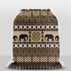 Elephant African Vector Pattern Drawstring Bag (small) by BangZart