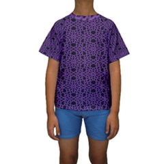 Triangle Knot Purple And Black Fabric Kids  Short Sleeve Swimwear by BangZart