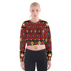 Toraja Traditional Art Pattern Cropped Sweatshirt by BangZart