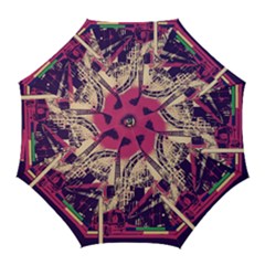 Pink City Retro Vintage Futurism Art Golf Umbrellas by BangZart